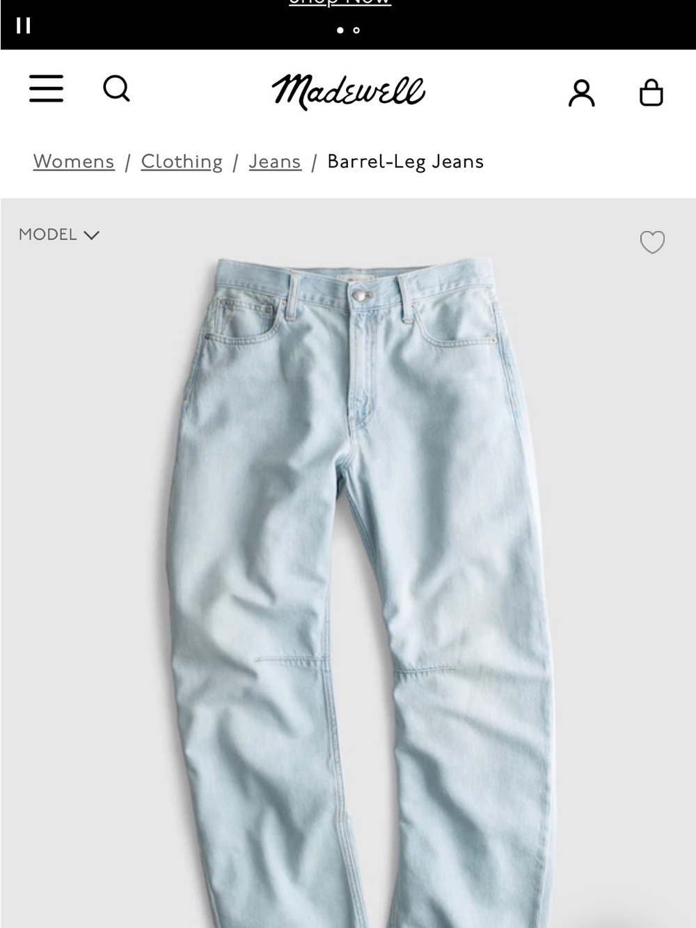 The Darted Barrel-Leg Jean in Airy Denim